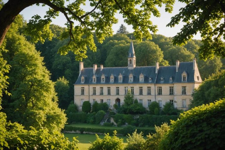 Image panoramique de l'architecture charmante de Savigny-le-Temple entre les parcs verdoyants de la région Île-de-France, baignée dans la lumière dorée de l'heure dorée.