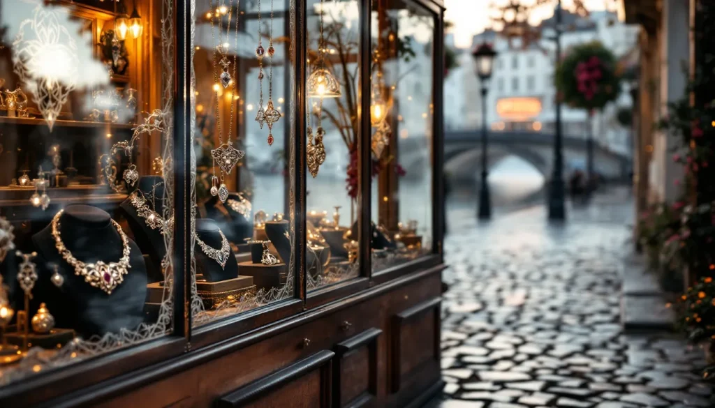 Bijoux ésotériques délicatement disposés sur une table au cœur d'un matin parisien.