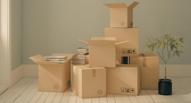 les cartons d'un déménagement